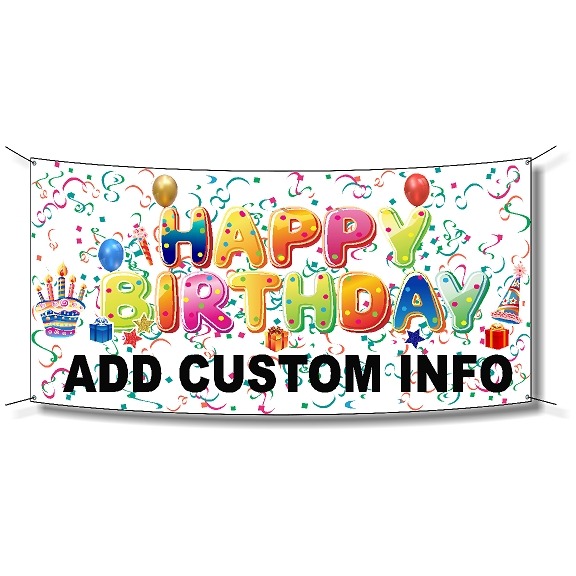 Happy Birthday Party Banner 4 - Multi-Fade Pastel - The Sign Store NM
